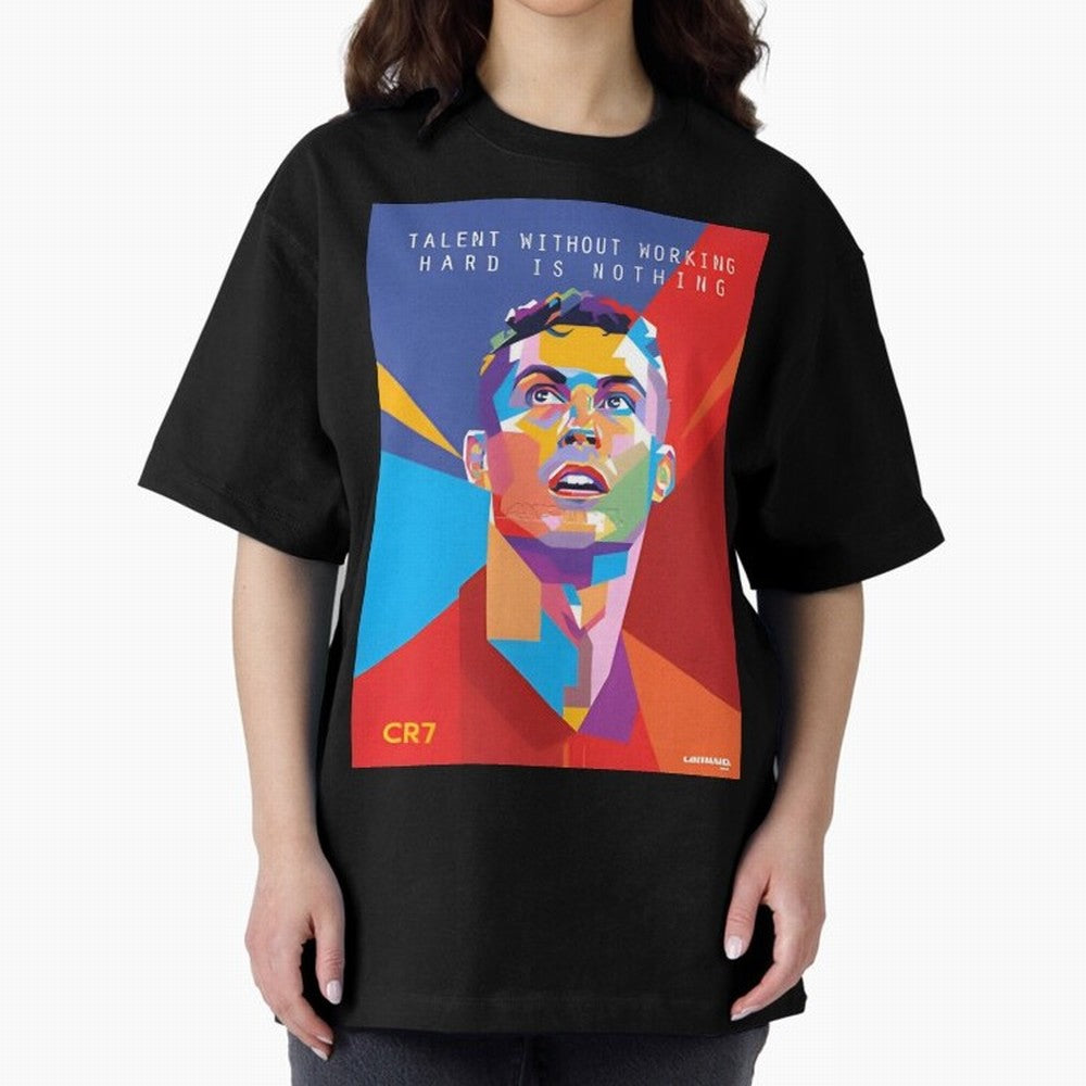 Cristiano Ronaldo Oversized T-Shirt Show Support during Global Football Passion for FIFA World Cup 2026 Group Stage, Driven by Neymar, Brazil, Portugal and Argentina, Goal Celebration Energy, Supporter Heritage, Football Icons and Worldwide