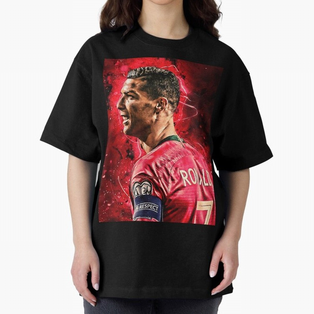 R-o-n-a-l-d-o Design Wallpaper Oversized T-Shirt Make Your Look Match FIFA World Cup 2026 Group Stage Spirit, Inspired by Argentina, Haaland, Vintage Soccer Flavor, Modern Football Stars, National Flags and Final Night Emotion; Great for Watch