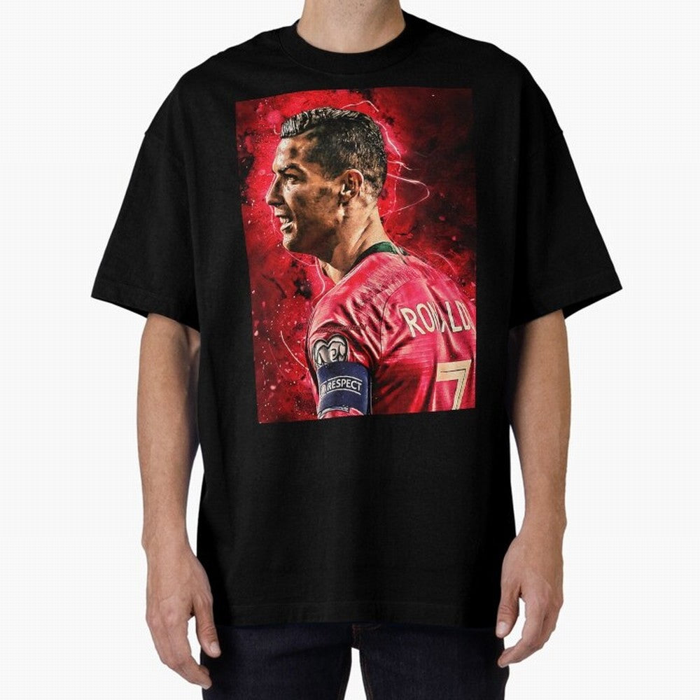 R-o-n-a-l-d-o Design Wallpaper Oversized T-Shirt Make Your Look Match FIFA World Cup 2026 Group Stage Spirit, Inspired by Argentina, Haaland, Vintage Soccer Flavor, Modern Football Stars, National Flags and Final Night Emotion; Great for Watch