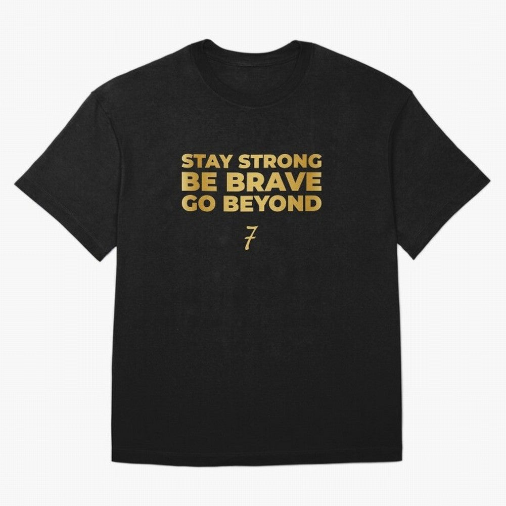 Stay Strong, Be Brave, Go Beyond (Gold Edition) Oversized T-Shirt Show Match Day Excitement for FIFA World Cup 2026 Connected to Neymar, Argentina Energy, Global Supporter Spirit, Legendary Goals, National Colors and Tournament Celebration; Made