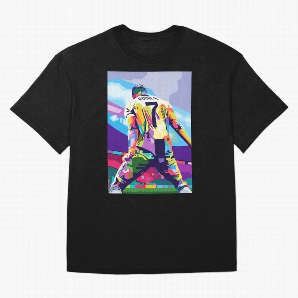 Cristiano Ronaldo Celebration Wpap Pop Art Oversized T-Shirt Live for the Drama of Match Day Hype around FIFA World Cup 2026, Haaland and Mbappe, Netherlands, Game Day Rituals, Football Legends, Country Pride and the Road to the Final; Perfect for