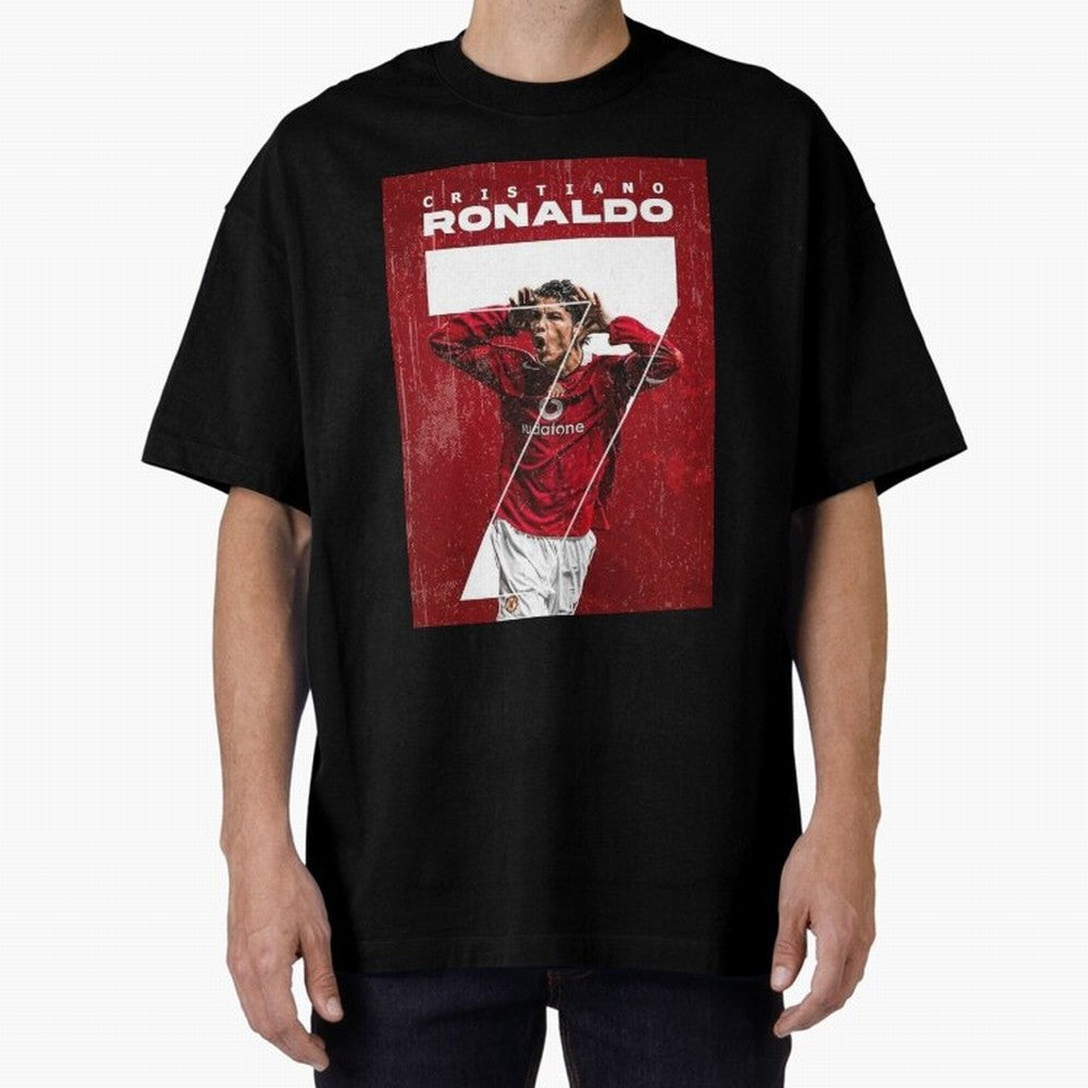Cristiano Ronaldo Oversized T-Shirt Celebrate Football Dreams Across Global Football Passion for FIFA World Cup 2026 Group Stage, Driven by Messi, Neymar and Mbappe, Brazil, Portugal and Argentina, Goal Celebration Energy, Supporter Heritage,