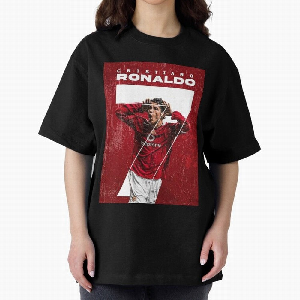 Cristiano Ronaldo Oversized T-Shirt Celebrate Football Dreams Across Global Football Passion for FIFA World Cup 2026 Group Stage, Driven by Messi, Neymar and Mbappe, Brazil, Portugal and Argentina, Goal Celebration Energy, Supporter Heritage,