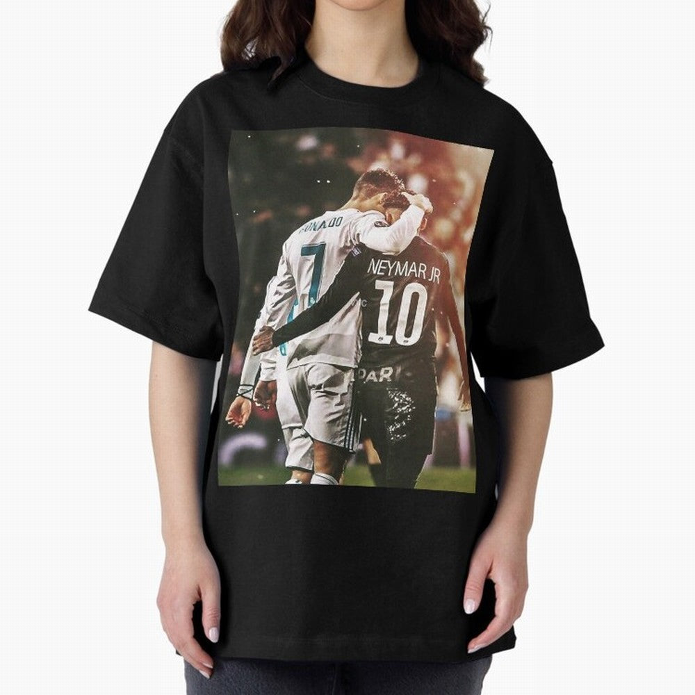CR7 N Neymar Oversized T-Shirt Feel the Roar of FIFA World Cup 2026 USA Canada Mexico Centered on Haaland, Brazil, Portugal and Argentina Energy, Championship Spirit, Famous Goals, Roaring Crowds and International Football Unity; Perfect for