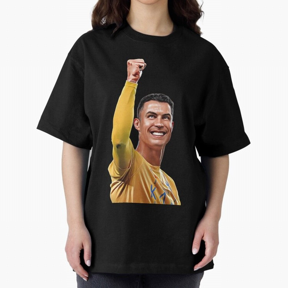 Cristiano Ronaldo - CR 7 Celebration Oversized T-Shirt Bring a Champion Mindset to Global Football Passion for FIFA World Cup 2026 USA Canada Mexico, Driven by Messi, Neymar and Mbappe, Spain and Netherlands, Retro Football Energy, Iconic