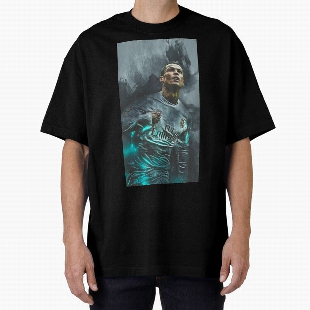 Cristiano Ronaldo Oversized T-Shirt Honor Football Greatness during Global Football Passion for FIFA World Cup 2026, Highlighting Cristiano Ronaldo, Haaland and CR7, England, Champion Mindset, Group Stage Buzz, Knockout Tension and Passionate Fan