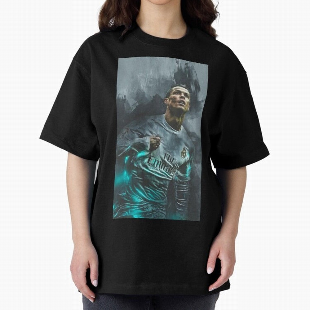 Cristiano Ronaldo Oversized T-Shirt Honor Football Greatness during Global Football Passion for FIFA World Cup 2026, Highlighting Cristiano Ronaldo, Haaland and CR7, England, Champion Mindset, Group Stage Buzz, Knockout Tension and Passionate Fan
