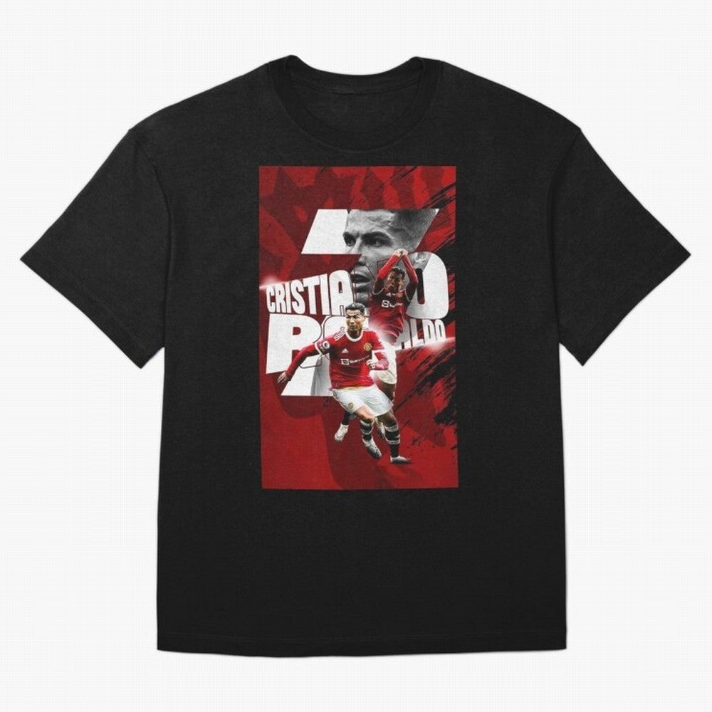 Cristiano Ronaldo Illustration Oversized T-Shirt Celebrate National Team Dreams in FIFA World Cup 2026 Spirit, with France, Messi, Vintage Soccer Flavor, Modern Football Stars, National Flags and Final Night Emotion; Made for Collectors Who Enjoy