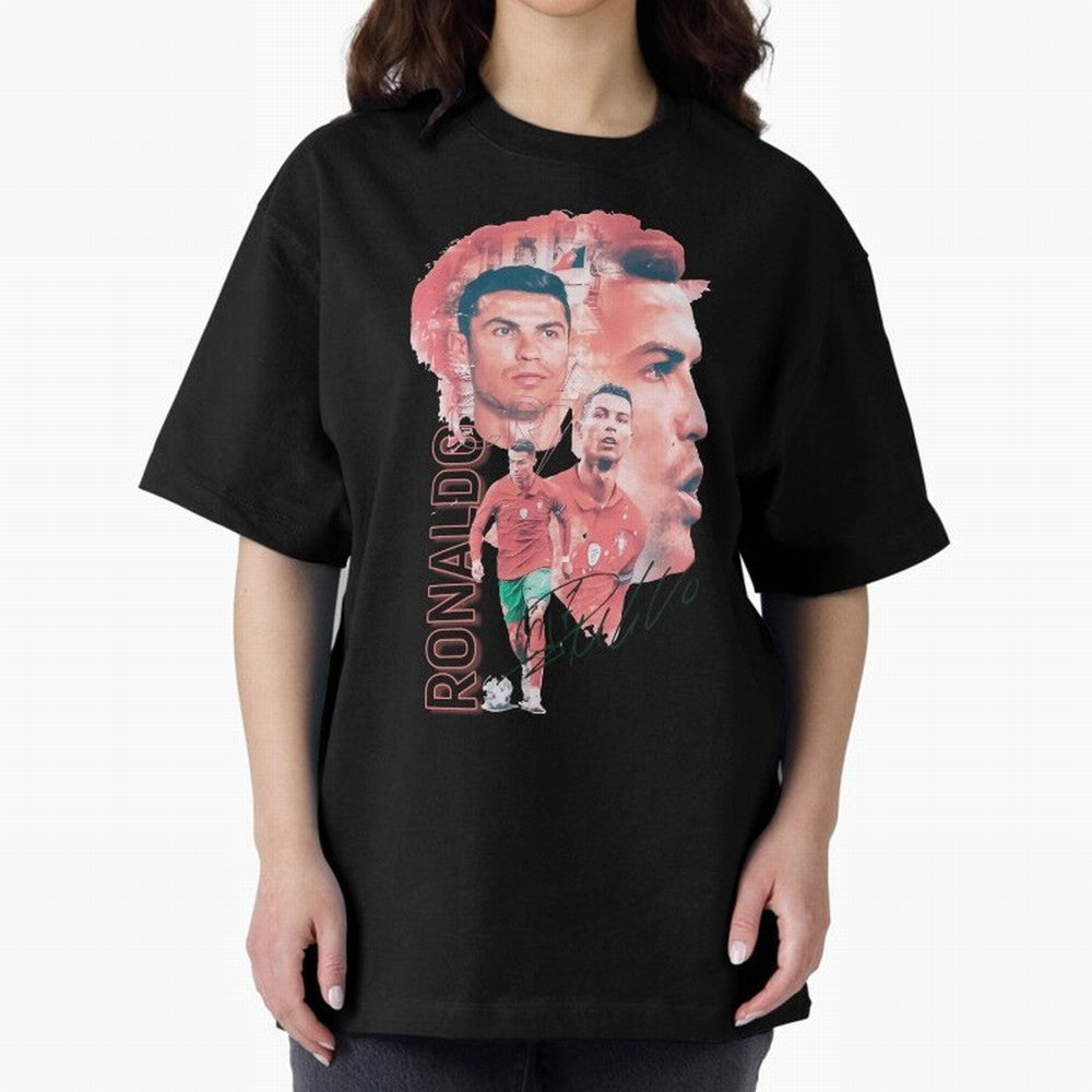 Cristiano Ronaldo Design Oversized T-Shirt Honor the Beautiful Game during FIFA World Cup 2026 Group Stage Spirit, Celebrating Spain, CR7, Goal Celebration Energy, Supporter Heritage, Football Icons and Worldwide Tournament Joy; Ideal for Fans Who