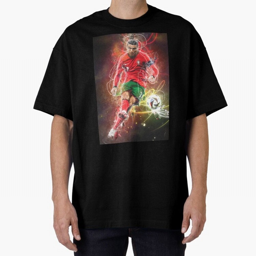 Cristiano Ronaldo Oversized T-Shirt Join the Countdown to FIFA World Cup 2026 USA Canada Mexico for Fans of CR7 and Brazil, Bringing Vintage Soccer Flavor, Modern Football Stars, National Flags and Final Night Emotion; Made for Die Hard Supporters,