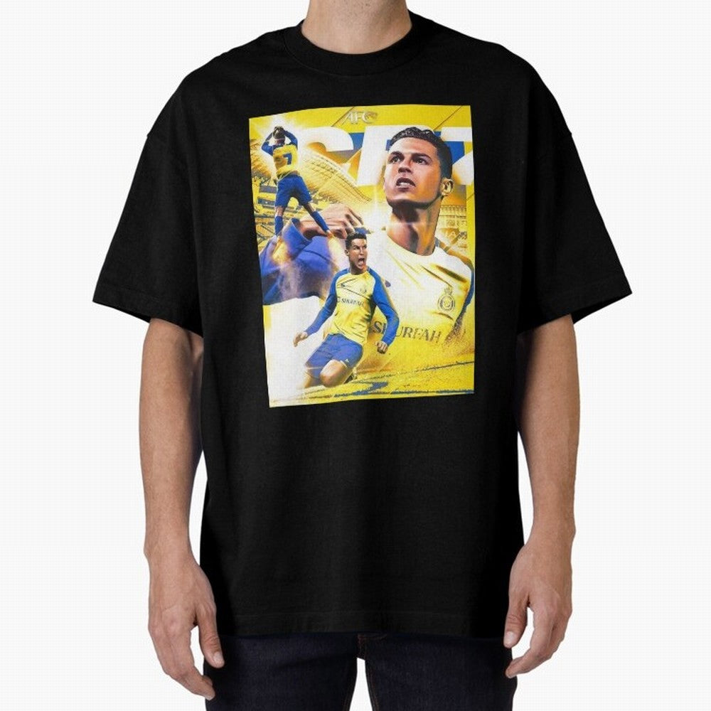Cristiano Ronaldo Al-Nassr Football Club Oversized T-Shirt Celebrate Rivalries and Pride in Match Day Hype around FIFA World Cup 2026, Neymar, Haaland and Cristiano Ronaldo, Portugal, Spain and Germany, Vintage Soccer Flavor, Modern Football Stars,
