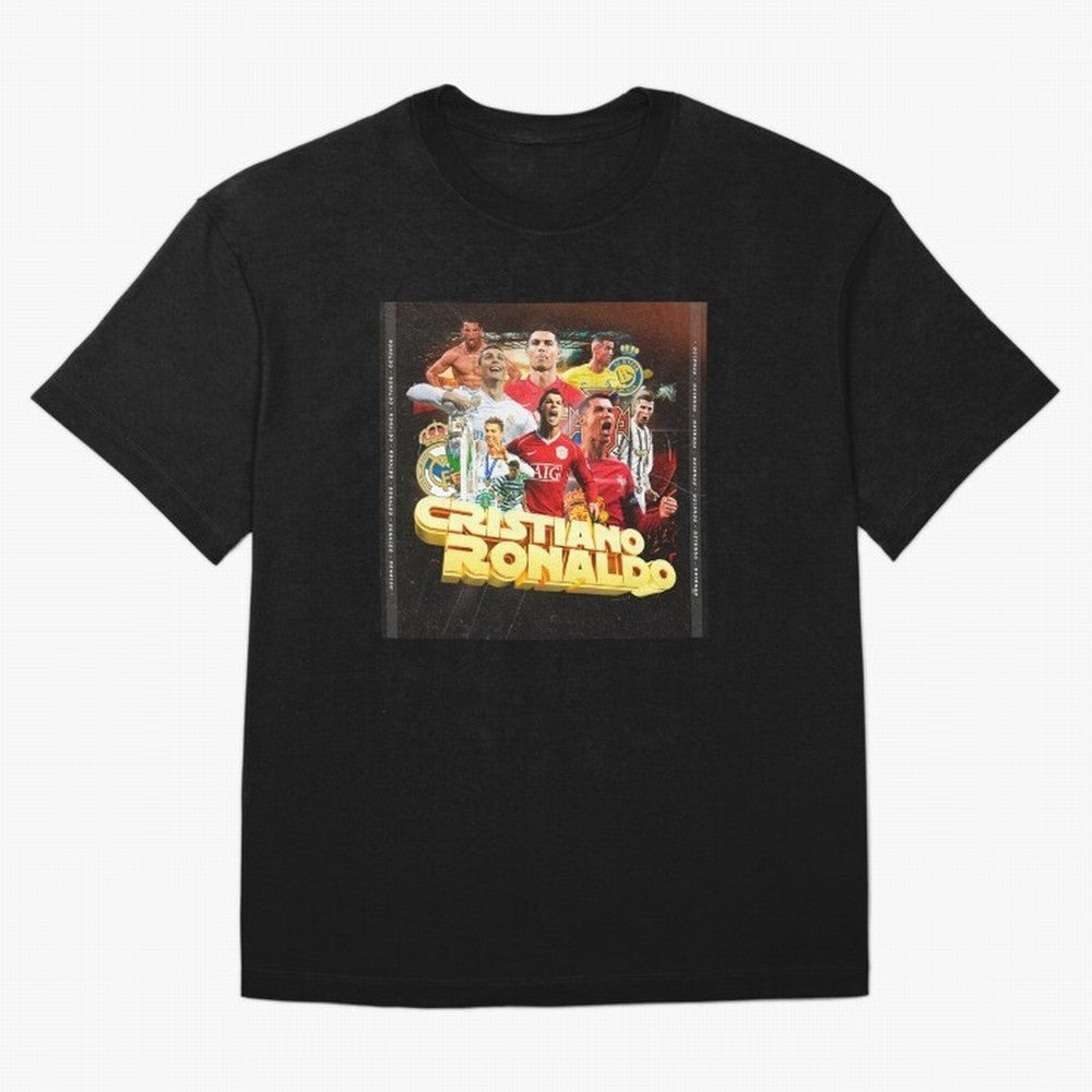 Cristiano Ronaldo Best of Career Oversized T-Shirt Celebrate Unforgettable Nights in Global Football Passion for FIFA World Cup 2026, Capturing Neymar, Haaland and Cristiano Ronaldo, Spain and Netherlands, Football Festival Excitement, Trophy