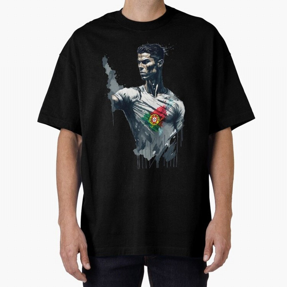 Cristiano Ronaldo splash art Oversized T-Shirt Live for the Drama of Global Football Passion for FIFA World Cup 2026, Driven by Mbappe and Neymar, Spain and Netherlands, Classic Soccer Heritage, Championship Pressure, Fan Loyalty and International