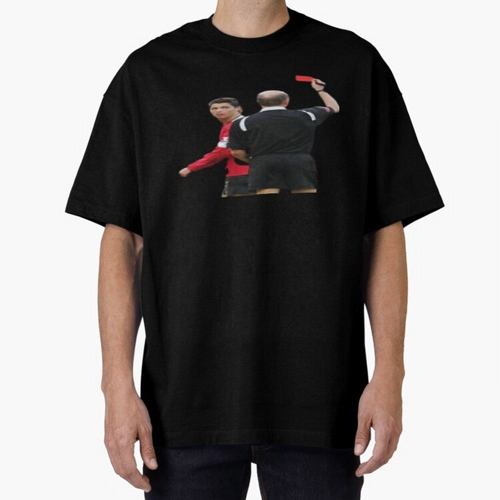 Cristiano Ronaldo Red Card Oversized T-Shirt Carry the Colors and Pride of Global Football Passion for FIFA World Cup 2026, Connected to Mbappe and Neymar, France and Portugal, Match Day Excitement, Supporter Culture, Golden Goals and Global