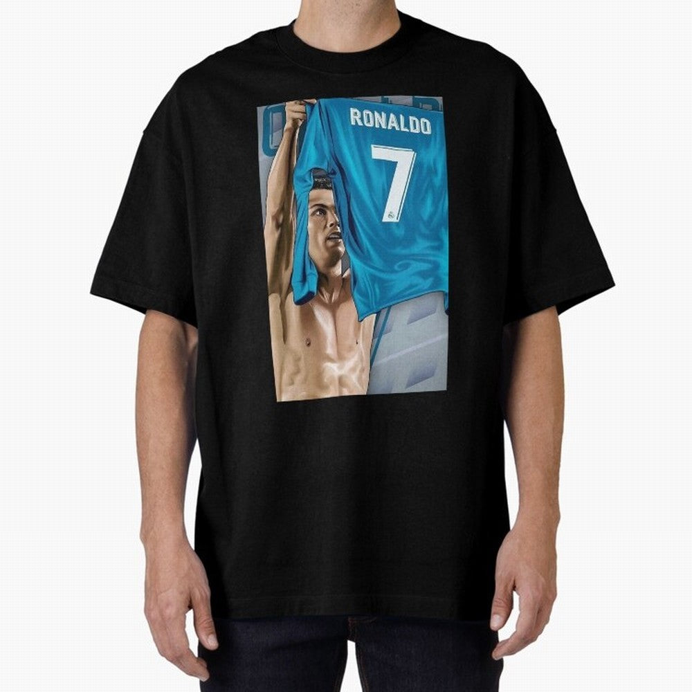 Cristiano Ronaldo Oversized T-Shirt Carry Global Football Passion for FIFA World Cup 2026 USA Canada Mexico, Centered on CR7, Spain, Soccer Culture, Superstar Moments, National Team Dreams and Competitive Fire; Ideal for Fans Who Follow Messi,
