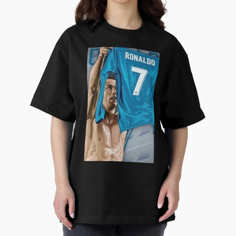 Cristiano Ronaldo Oversized T-Shirt Carry Global Football Passion for FIFA World Cup 2026 USA Canada Mexico, Centered on CR7, Spain, Soccer Culture, Superstar Moments, National Team Dreams and Competitive Fire; Ideal for Fans Who Follow Messi,