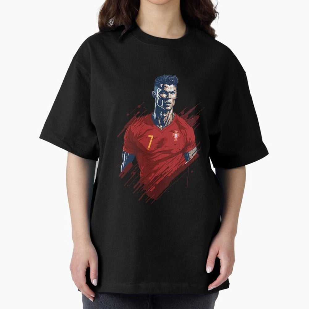 Cristiano Ronaldo splash art Oversized T-Shirt Make Every Match About FIFA World Cup 2026 USA Canada Mexico Capturing CR7, Spain Energy, Football History, Final Match Energy, Crowd Noise and Once in a Lifetime Moments; Perfect for Supporters Who