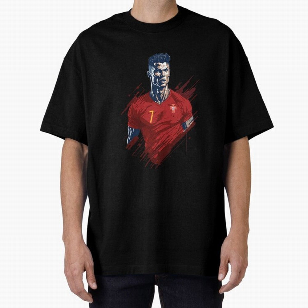 Cristiano Ronaldo splash art Oversized T-Shirt Make Every Match About FIFA World Cup 2026 USA Canada Mexico Capturing CR7, Spain Energy, Football History, Final Match Energy, Crowd Noise and Once in a Lifetime Moments; Perfect for Supporters Who