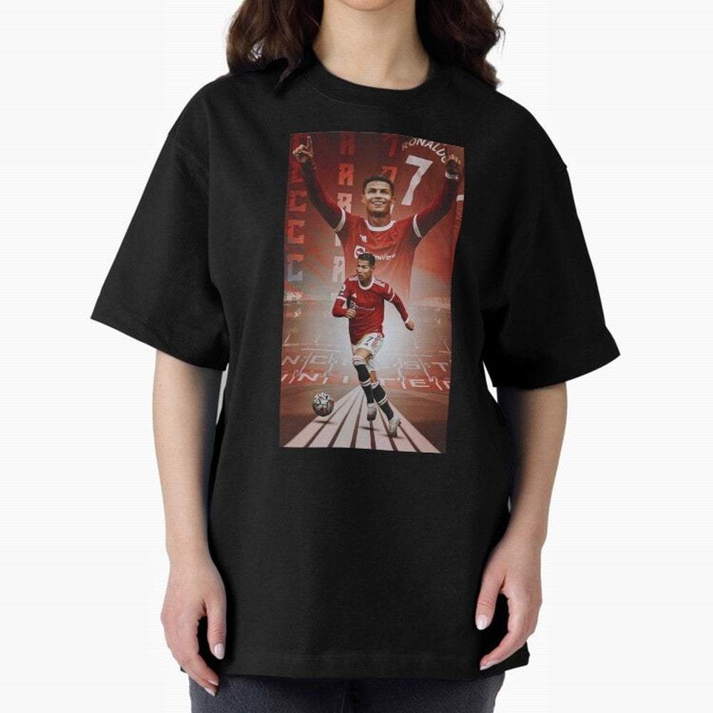Cristiano Ronaldo Manchester Home 202122 , Ronaldo Gifts, Ronaldo Best Selling , Ronaldo Top Items Oversized T-Shirt Show Fan Pride Across FIFA World Cup 2026 USA Canada Mexico Filled with Haaland and Mbappe, Spain Energy, Classic Soccer Heritage,