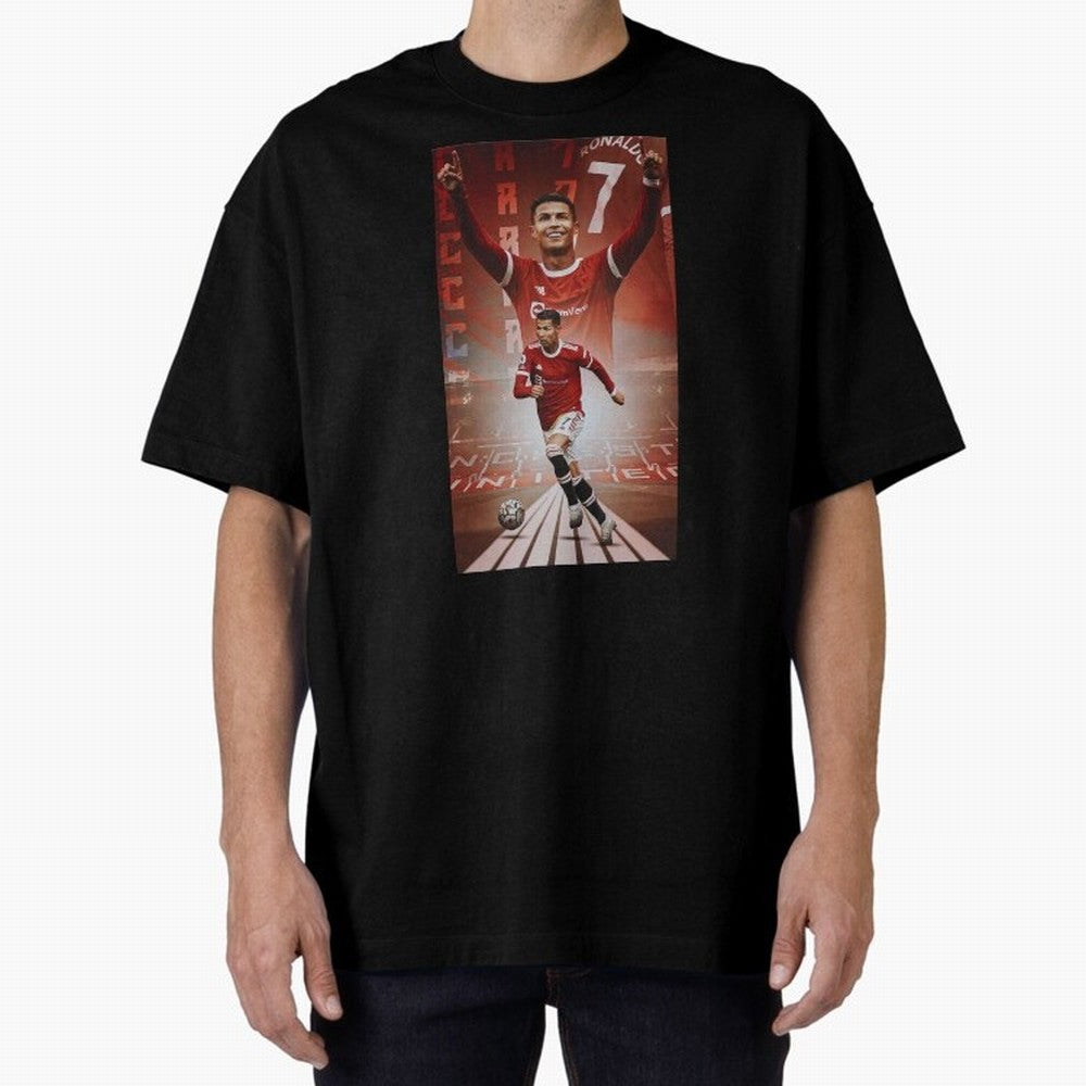 Cristiano Ronaldo Manchester Home 202122 , Ronaldo Gifts, Ronaldo Best Selling , Ronaldo Top Items Oversized T-Shirt Show Fan Pride Across FIFA World Cup 2026 USA Canada Mexico Filled with Haaland and Mbappe, Spain Energy, Classic Soccer Heritage,