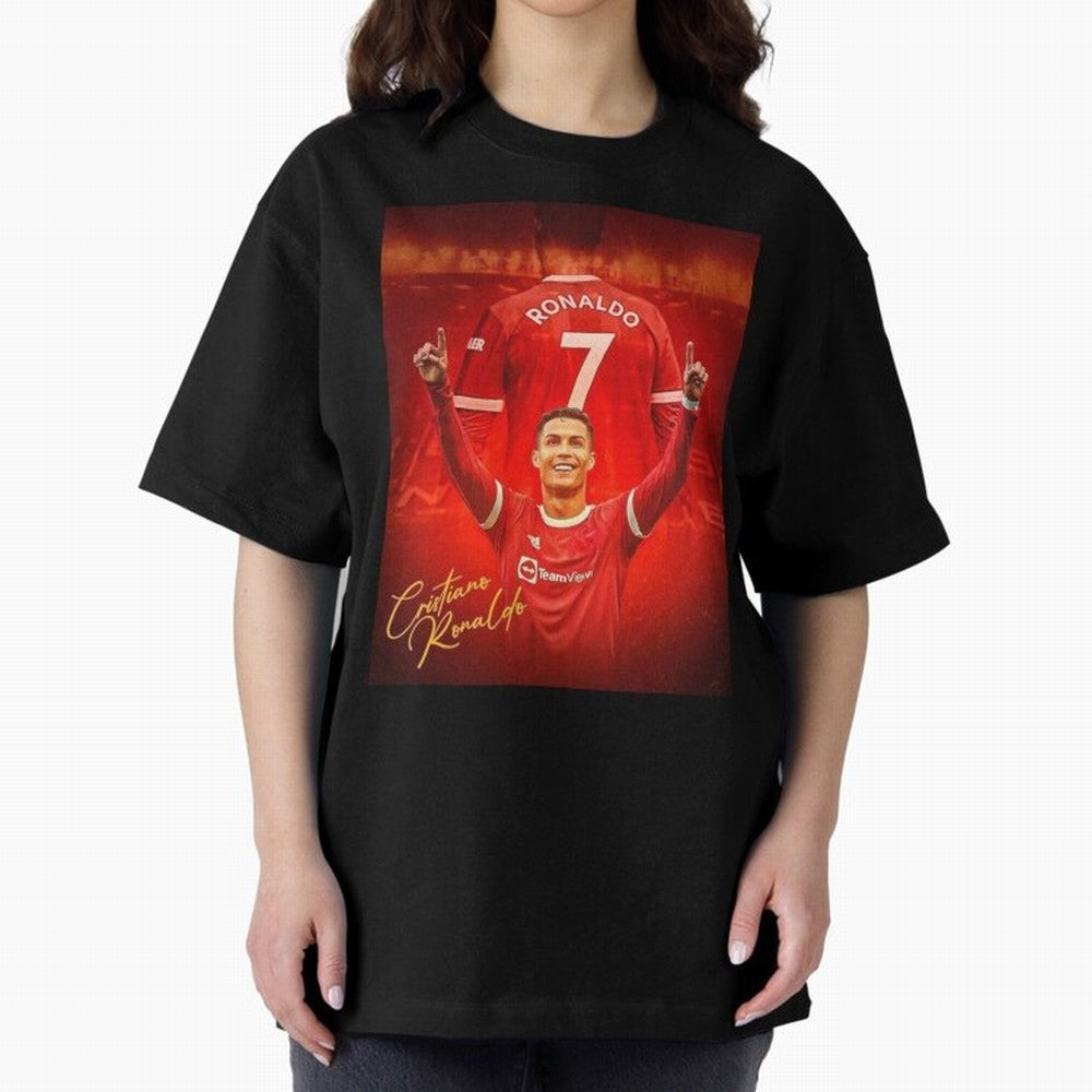 Cristiano Ronaldo Poster Oversized T-Shirt Create FIFA World Cup 2026 for Fans of Neymar and Germany, Bringing Vintage Soccer Flavor, Modern Football Stars, National Flags and Final Night Emotion; Ideal for Football Dads, Football Moms, Friends,