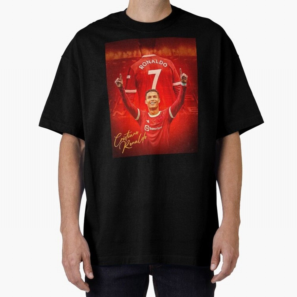 Cristiano Ronaldo Poster Oversized T-Shirt Create FIFA World Cup 2026 for Fans of Neymar and Germany, Bringing Vintage Soccer Flavor, Modern Football Stars, National Flags and Final Night Emotion; Ideal for Football Dads, Football Moms, Friends,