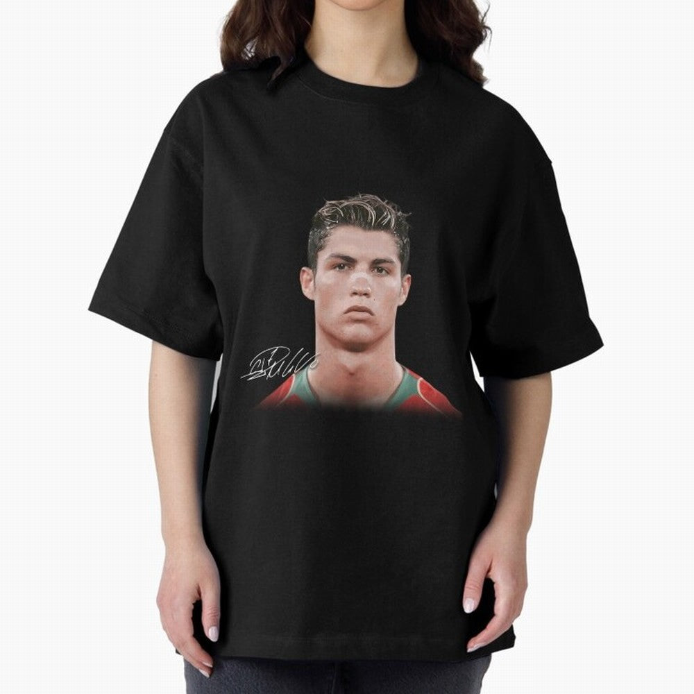 Cristiano Ronaldo Oversized T-Shirt Capture Stadium Memories from Match Day Hype around FIFA World Cup 2026 Group Stage, Messi and Cristiano Ronaldo, England, France and Netherlands, Sports Nostalgia, International Competition, Famous Players and
