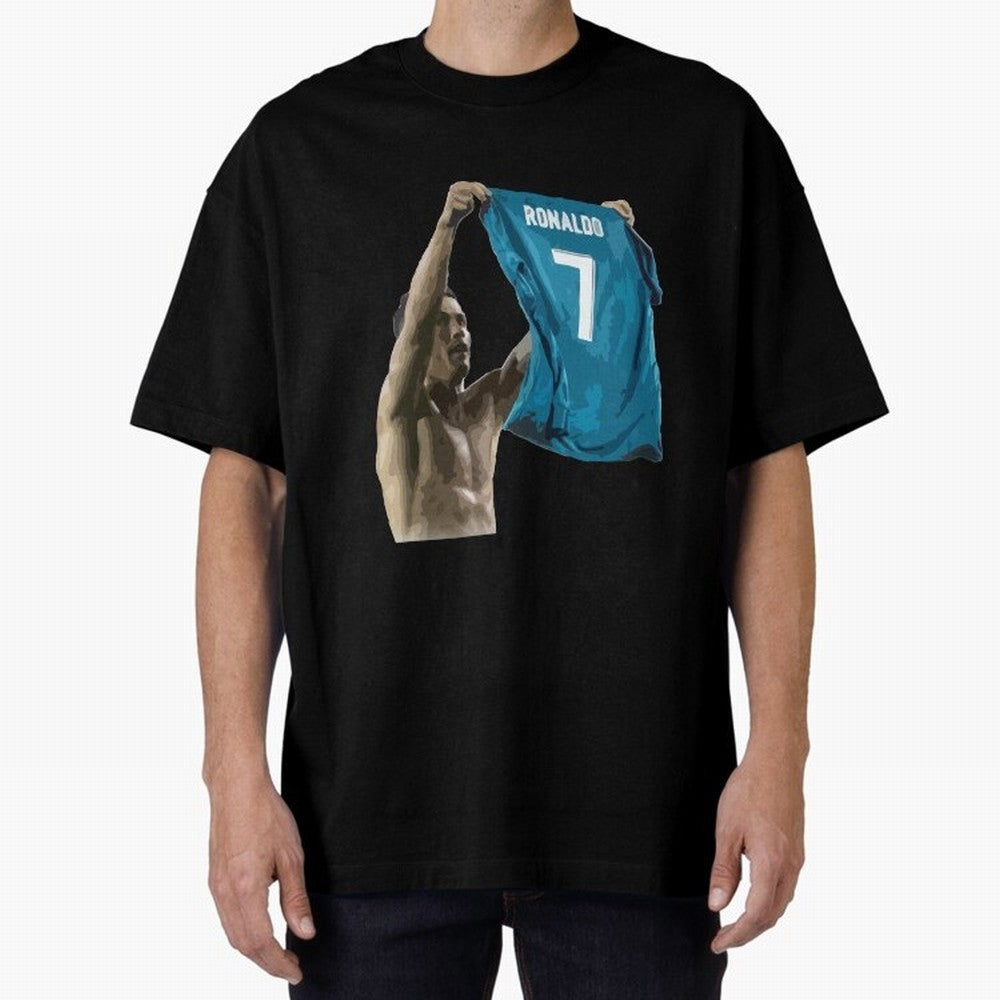 Cristiano Ronaldo celebration goal against Barcelona Oversized T-Shirt Build Global Football Passion for FIFA World Cup 2026 USA Canada Mexico, Inspired by Cristiano Ronaldo, Haaland and CR7, France and Portugal, Fan Favorite Moments, National Team