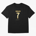 CR7 Cristiano Ronaldo Black And Gold Luxury Drawstring Bag Oversized T-Shirt Show Your Love for the FIFA World Cup 2026 Journey through Cristiano Ronaldo, Haaland and CR7 Highlights, England and Germany Pride, Stadium Chants, National Pride, Trophy