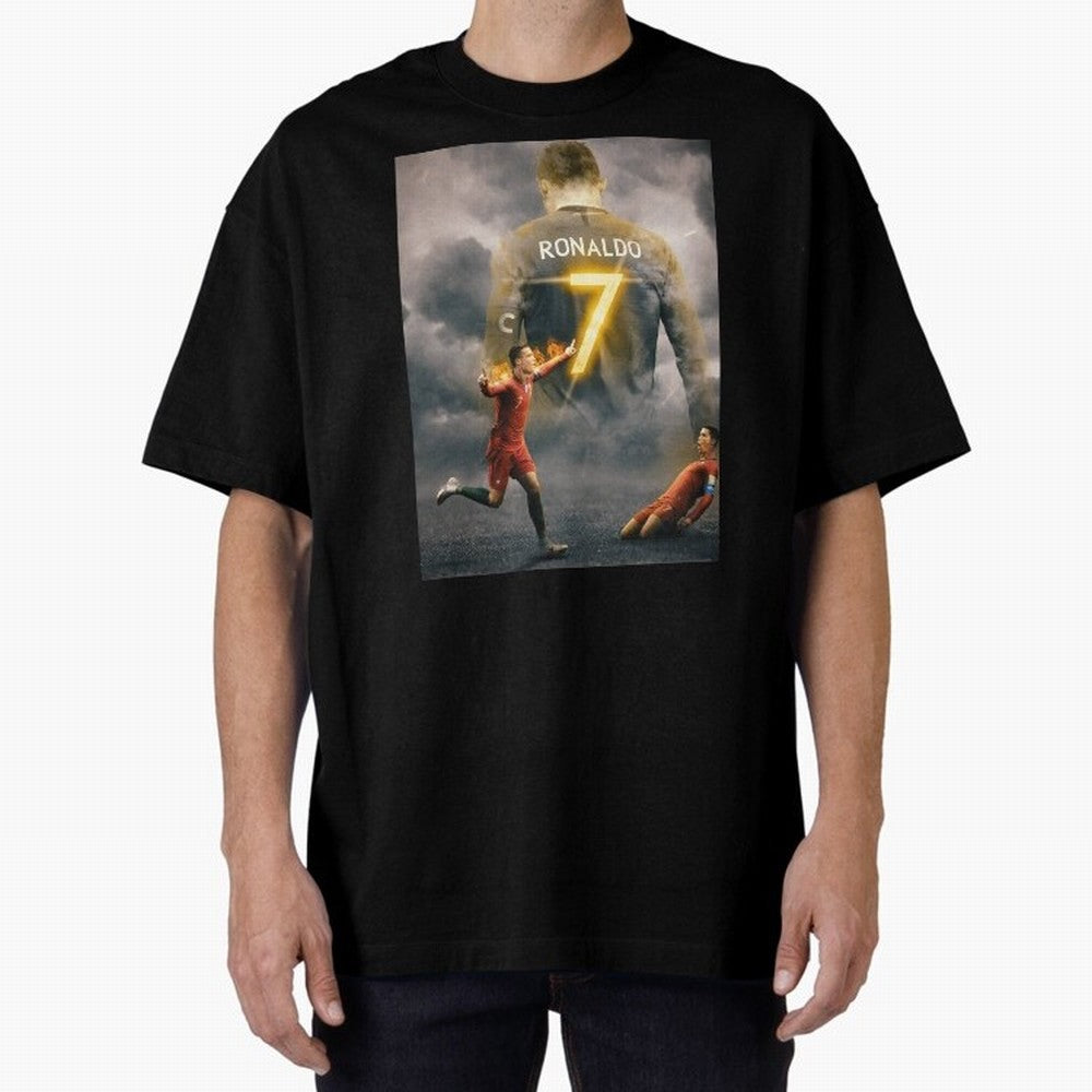 Art CR7 Wallpaper Oversized T-Shirt Bring International Match Energy to Global Football Passion for FIFA World Cup 2026 Group Stage, Celebrating CR7 and Messi, Spain, Championship Spirit, Famous Goals, Roaring Crowds and International Football