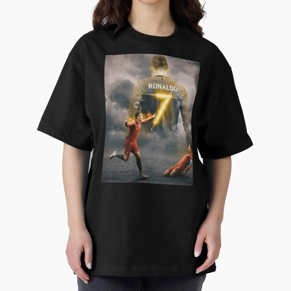 Art CR7 Wallpaper Oversized T-Shirt Bring International Match Energy to Global Football Passion for FIFA World Cup 2026 Group Stage, Celebrating CR7 and Messi, Spain, Championship Spirit, Famous Goals, Roaring Crowds and International Football