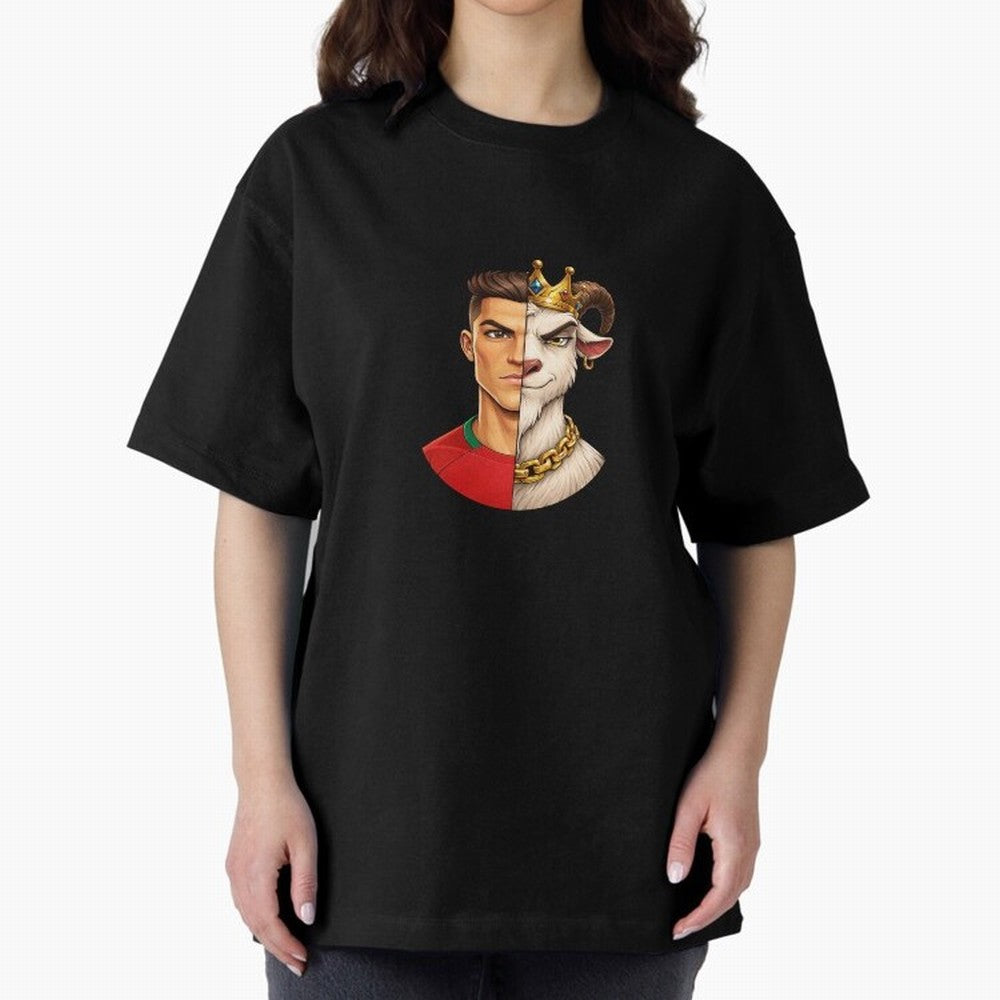 Half Man Half Goat - Cristiano Ronaldo Oversized T-Shirt Show Support during the FIFA World Cup 2026 Group Stage Journey through Messi and Cristiano Ronaldo Highlights, Brazil Pride, Match Day Excitement, Supporter Culture, Golden Goals and Global