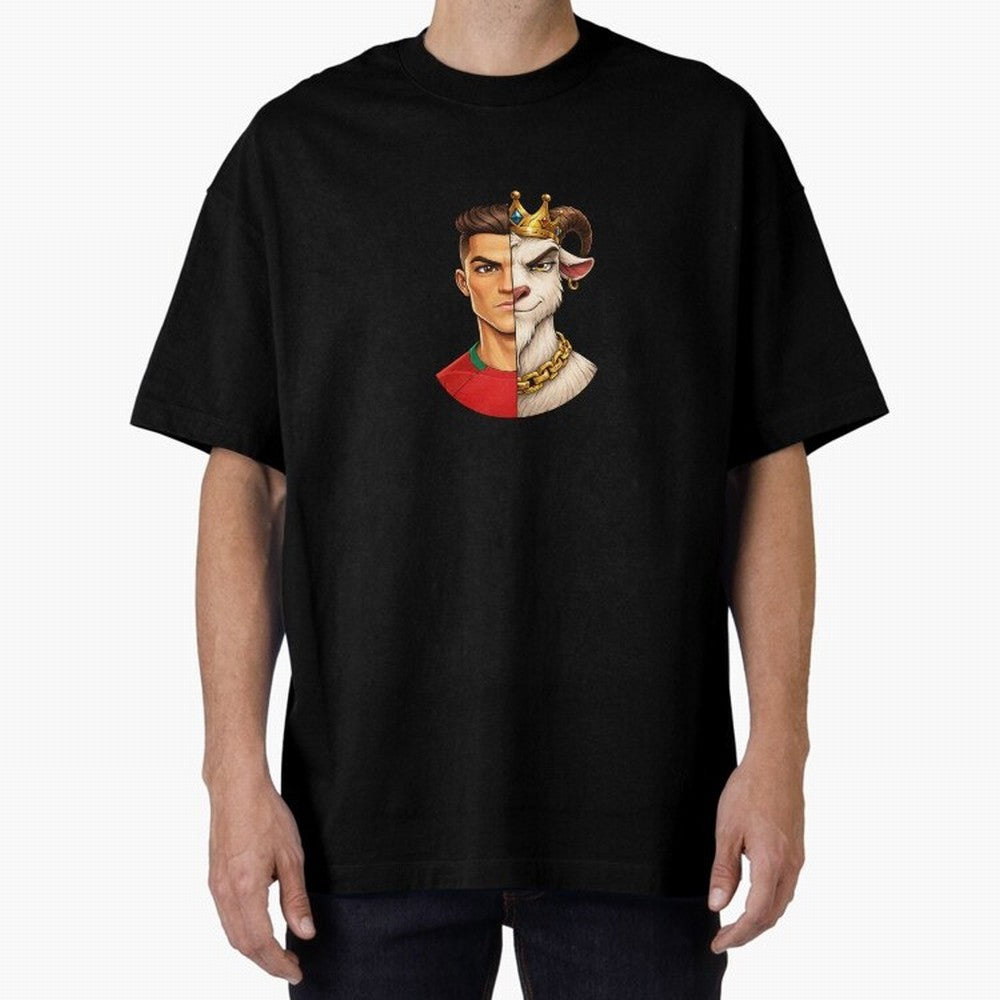 Half Man Half Goat - Cristiano Ronaldo Oversized T-Shirt Show Support during the FIFA World Cup 2026 Group Stage Journey through Messi and Cristiano Ronaldo Highlights, Brazil Pride, Match Day Excitement, Supporter Culture, Golden Goals and Global