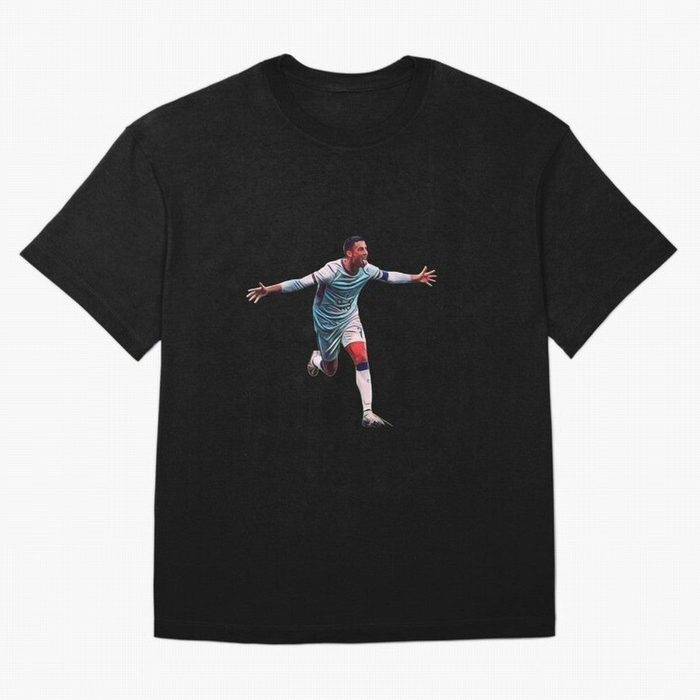 other celebration from the goat Oversized T-Shirt Bring Bold Fan Energy to FIFA World Cup 2026 USA Canada Mexico for Fans of Cristiano Ronaldo and Spain, Bringing Retro Football Energy, Iconic Rivalries, Trophy Chase Drama and Stadium Atmosphere;
