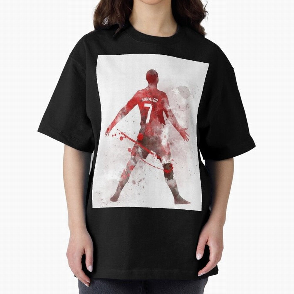 Cristiano Ronaldo Oversized T-Shirt Back the Journey through the FIFA World Cup 2026 USA Canada Mexico Journey through Cristiano Ronaldo Highlights, Portugal, Spain and Germany Pride, Goal Celebration Energy, Supporter Heritage, Football Icons and