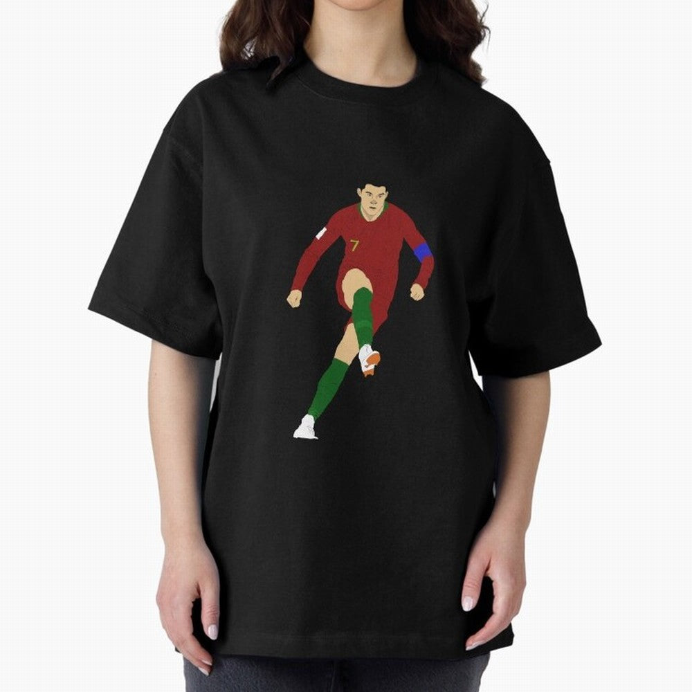 Cristian Ronaldo Design - Portugal - Real Madrid - Illustration - Cartoon - T-Shirt - Shirt - Sticker - Phone Case - CR7 Oversized T-Shirt Follow the Road to FIFA World Cup 2026 USA Canada Mexico with Messi, Neymar and Mbappe, England and Germany