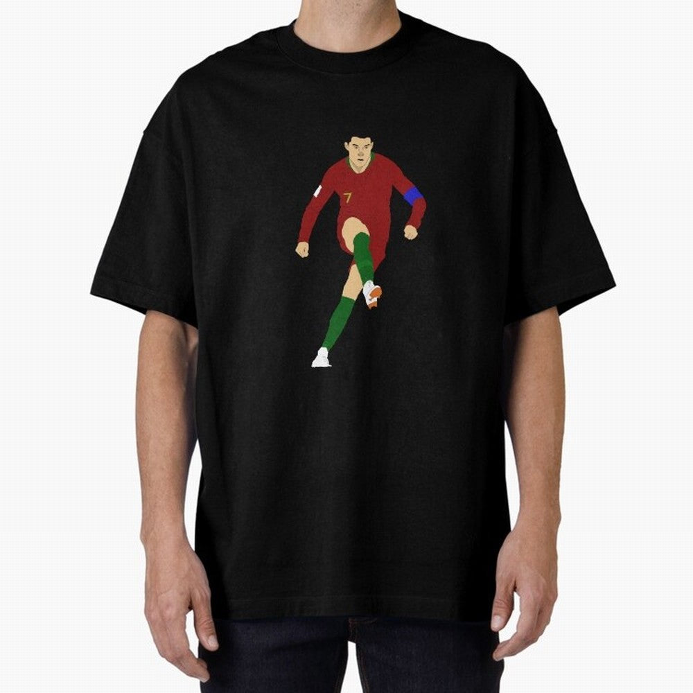 Cristian Ronaldo Design - Portugal - Real Madrid - Illustration - Cartoon - T-Shirt - Shirt - Sticker - Phone Case - CR7 Oversized T-Shirt Follow the Road to FIFA World Cup 2026 USA Canada Mexico with Messi, Neymar and Mbappe, England and Germany