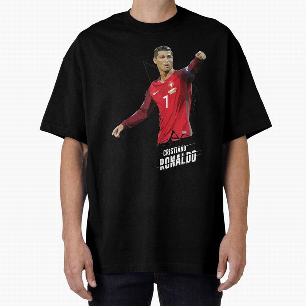 Ronaldo Cristiano Ronaldo Lowpoly Art Oversized T-Shirt Bring World Football Passion into FIFA World Cup 2026 Spirit, Built around Netherlands, Messi, Neymar and Mbappe, Vintage Soccer Flavor, Modern Football Stars, National Flags and Final Night