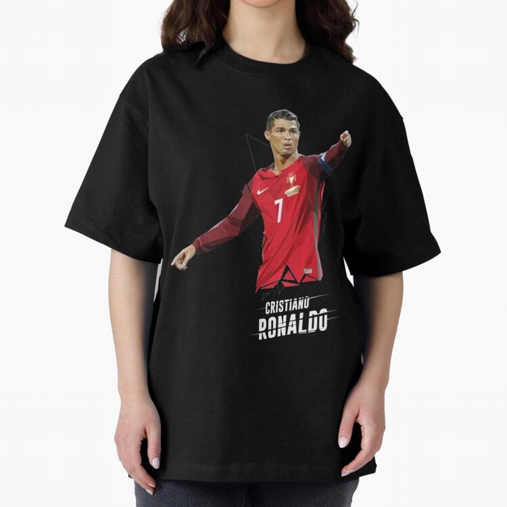 Ronaldo Cristiano Ronaldo Lowpoly Art Oversized T-Shirt Bring World Football Passion into FIFA World Cup 2026 Spirit, Built around Netherlands, Messi, Neymar and Mbappe, Vintage Soccer Flavor, Modern Football Stars, National Flags and Final Night