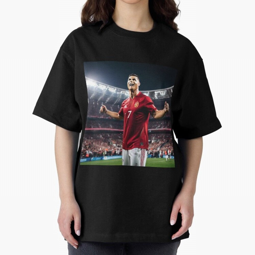 cristiano ronaldo celebrates goal Oversized T-Shirt Share Global Football Passion for FIFA World Cup 2026, Filled with Haaland, Netherlands, Goal Celebration Energy, Supporter Heritage, Football Icons and Worldwide Tournament Joy; Made for