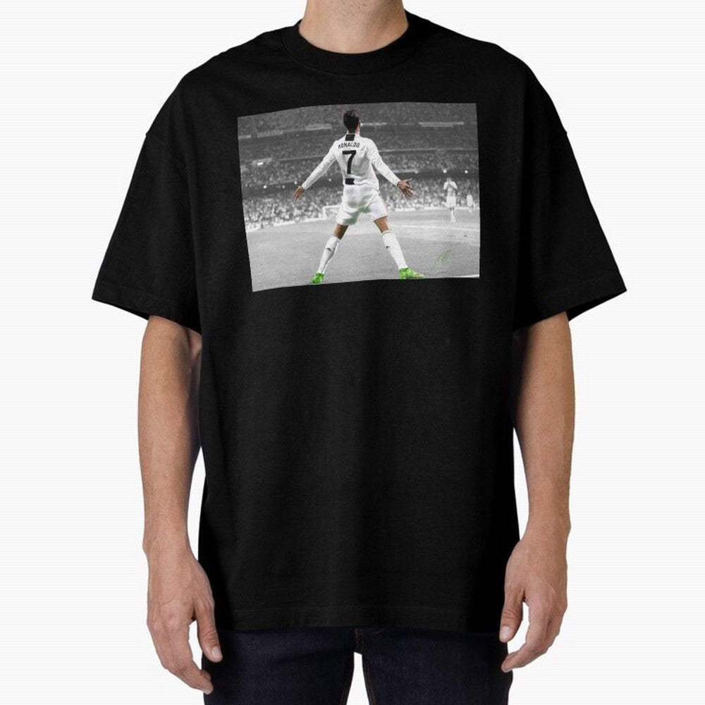 Cristiano Ronaldo Oversized T-Shirt Spotlight Match Day Hype around FIFA World Cup 2026 Group Stage, Messi, Brazil, Retro Football Energy, Iconic Rivalries, Trophy Chase Drama and Stadium Atmosphere; Built for Supporters Chasing Trophy Dreams,