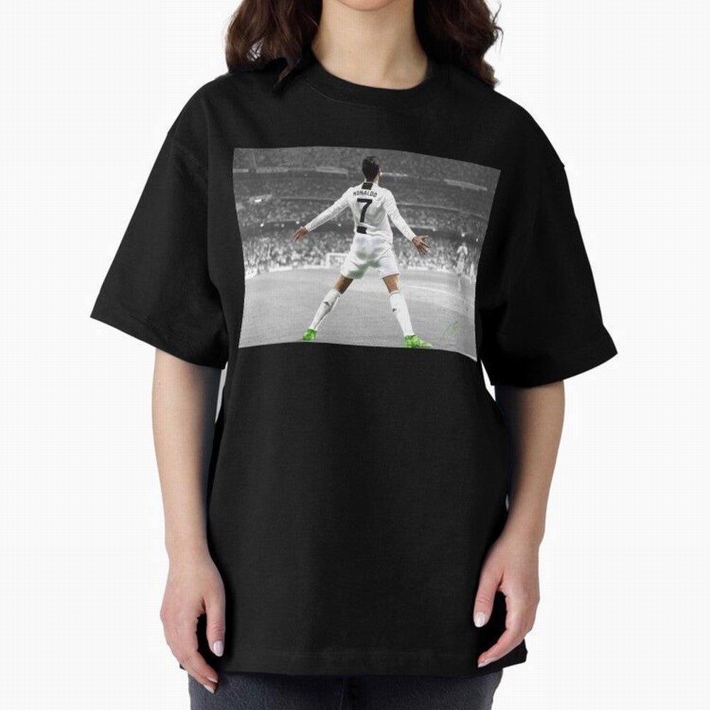 Cristiano Ronaldo Oversized T-Shirt Spotlight Match Day Hype around FIFA World Cup 2026 Group Stage, Messi, Brazil, Retro Football Energy, Iconic Rivalries, Trophy Chase Drama and Stadium Atmosphere; Built for Supporters Chasing Trophy Dreams,