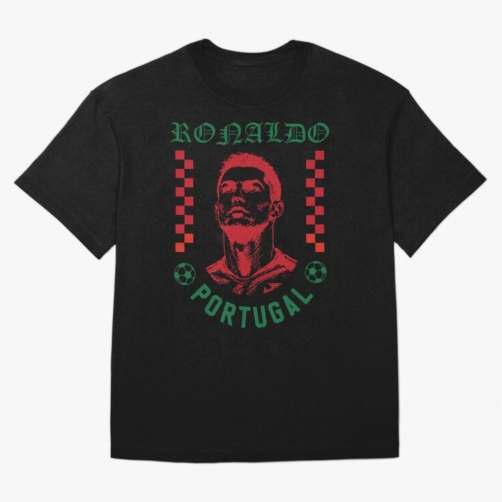 Cristiano Ronaldo Portugal Football Design World Cup Fan Art GOAT Soccer Oversized T-Shirt Build Global Football Passion for FIFA World Cup 2026 Group Stage, with Messi, Neymar and Mbappe, France and Portugal, Football History, Final Match Energy,