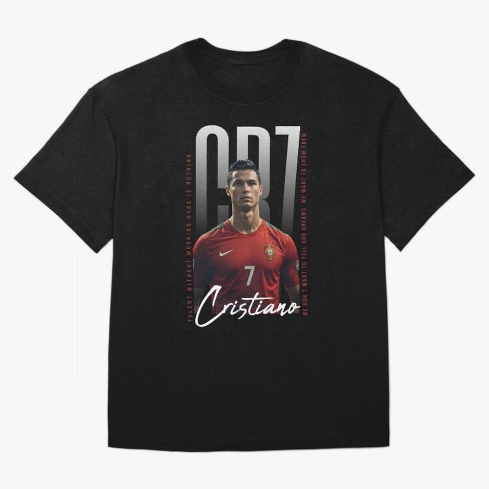 Cristiano Ronaldo Oversized T-Shirt Stand with FIFA World Cup 2026 USA Canada Mexico Spirit, Connected to France and Portugal, Messi, Neymar and Mbappe, Vintage Soccer Flavor, Modern Football Stars, National Flags and Final Night Emotion; Made for