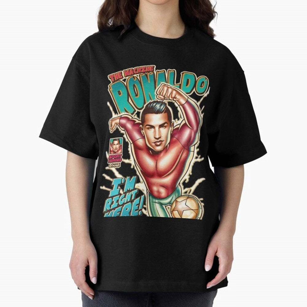 Cristiano Ronaldo The Machine Ronaldo Oversized T-Shirt Show Your Love for Match Day Hype around FIFA World Cup 2026, CR7 and Messi, England, Championship Spirit, Famous Goals, Roaring Crowds and International Football Unity; Built for Supporters