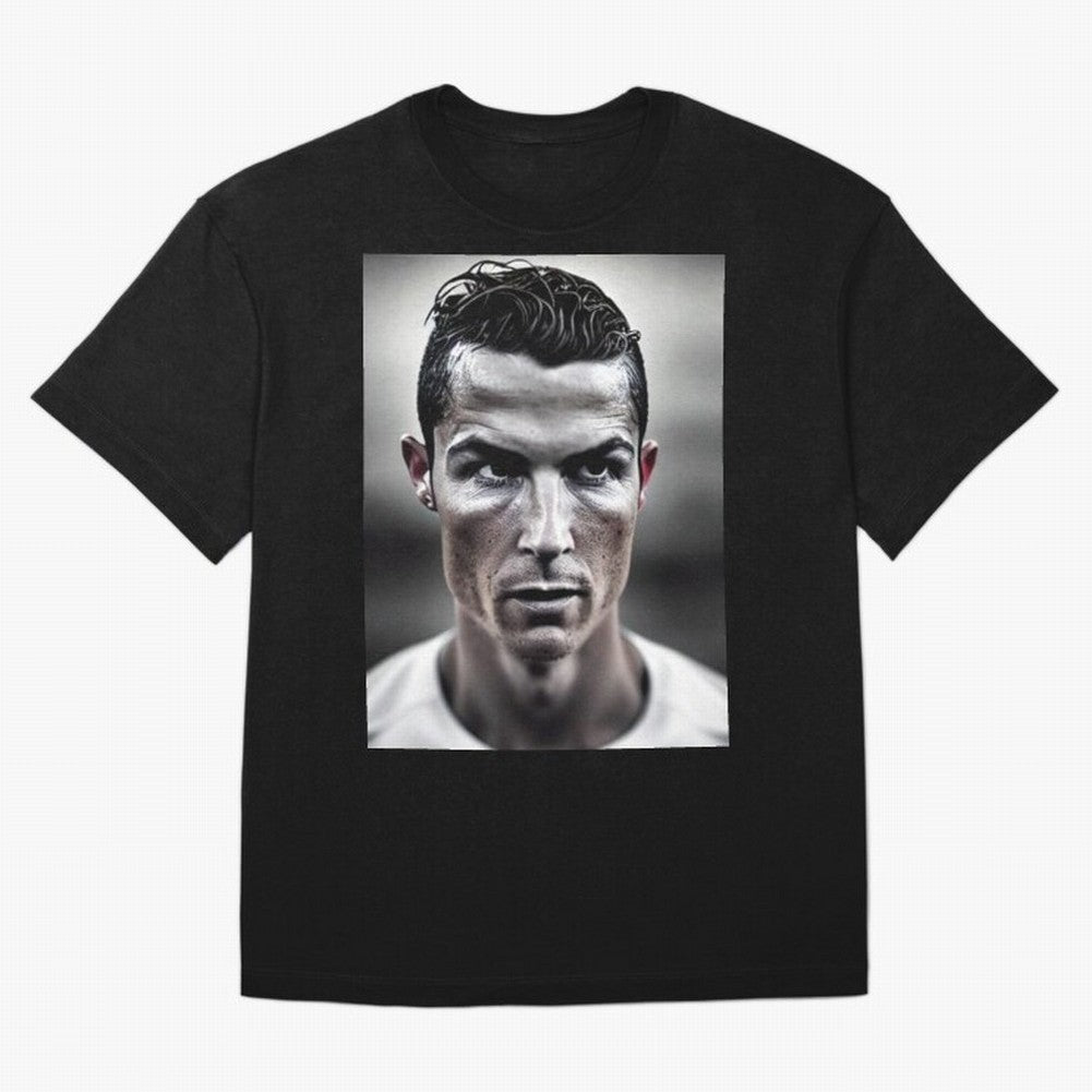 Cristiano Ronaldo Portrait Oversized T-Shirt Upgrade FIFA World Cup 2026 for Fans of CR7 and England, Bringing Sports Nostalgia, International Competition, Famous Players and Unforgettable Victories; Great for Watch Parties, Sports Bars, Family