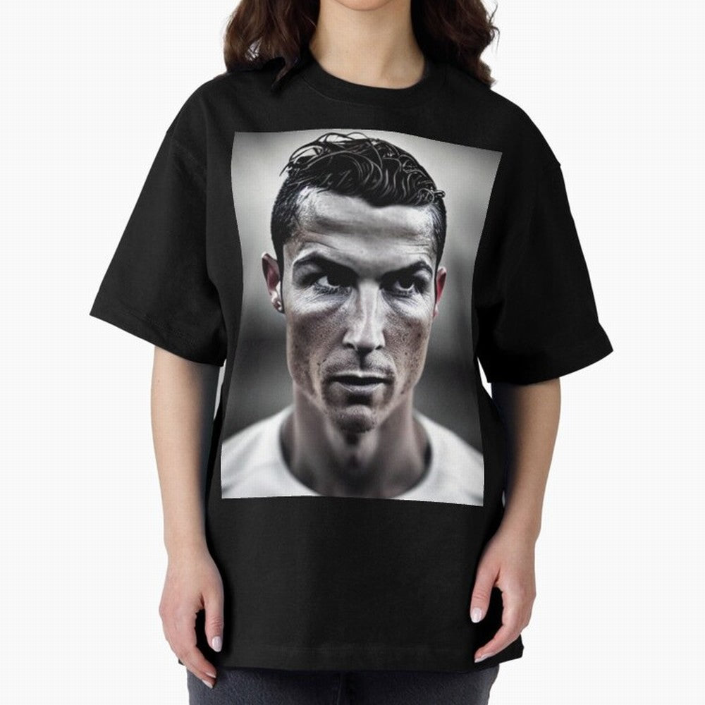 Cristiano Ronaldo Portrait Oversized T-Shirt Upgrade FIFA World Cup 2026 for Fans of CR7 and England, Bringing Sports Nostalgia, International Competition, Famous Players and Unforgettable Victories; Great for Watch Parties, Sports Bars, Family