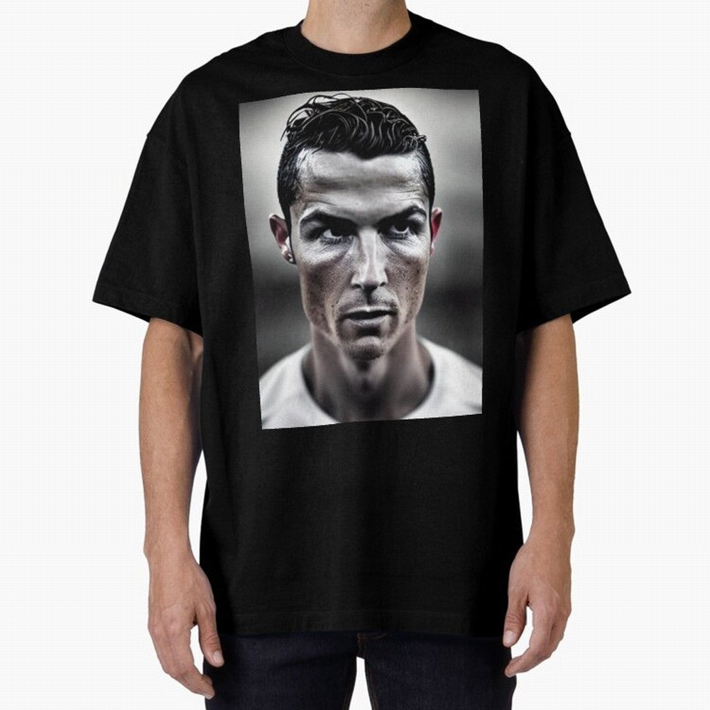 Cristiano Ronaldo Portrait Oversized T-Shirt Upgrade FIFA World Cup 2026 for Fans of CR7 and England, Bringing Sports Nostalgia, International Competition, Famous Players and Unforgettable Victories; Great for Watch Parties, Sports Bars, Family