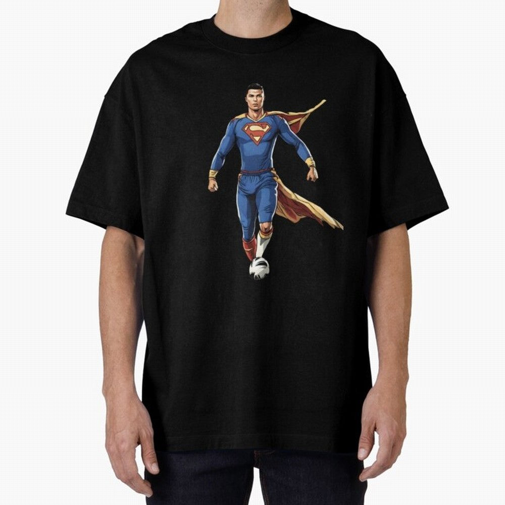 Ronaldo Superhero Oversized T-Shirt Support Iconic Players in FIFA World Cup 2026 Spirit, Capturing Argentina, Messi, Stadium Chants, National Pride, Trophy Dreams and Unforgettable Football Memories; Ideal for Fans Who Follow Messi, Cristiano