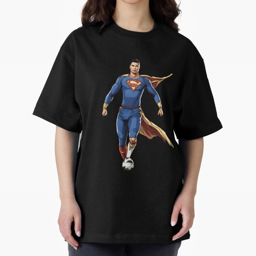 Ronaldo Superhero Oversized T-Shirt Support Iconic Players in FIFA World Cup 2026 Spirit, Capturing Argentina, Messi, Stadium Chants, National Pride, Trophy Dreams and Unforgettable Football Memories; Ideal for Fans Who Follow Messi, Cristiano